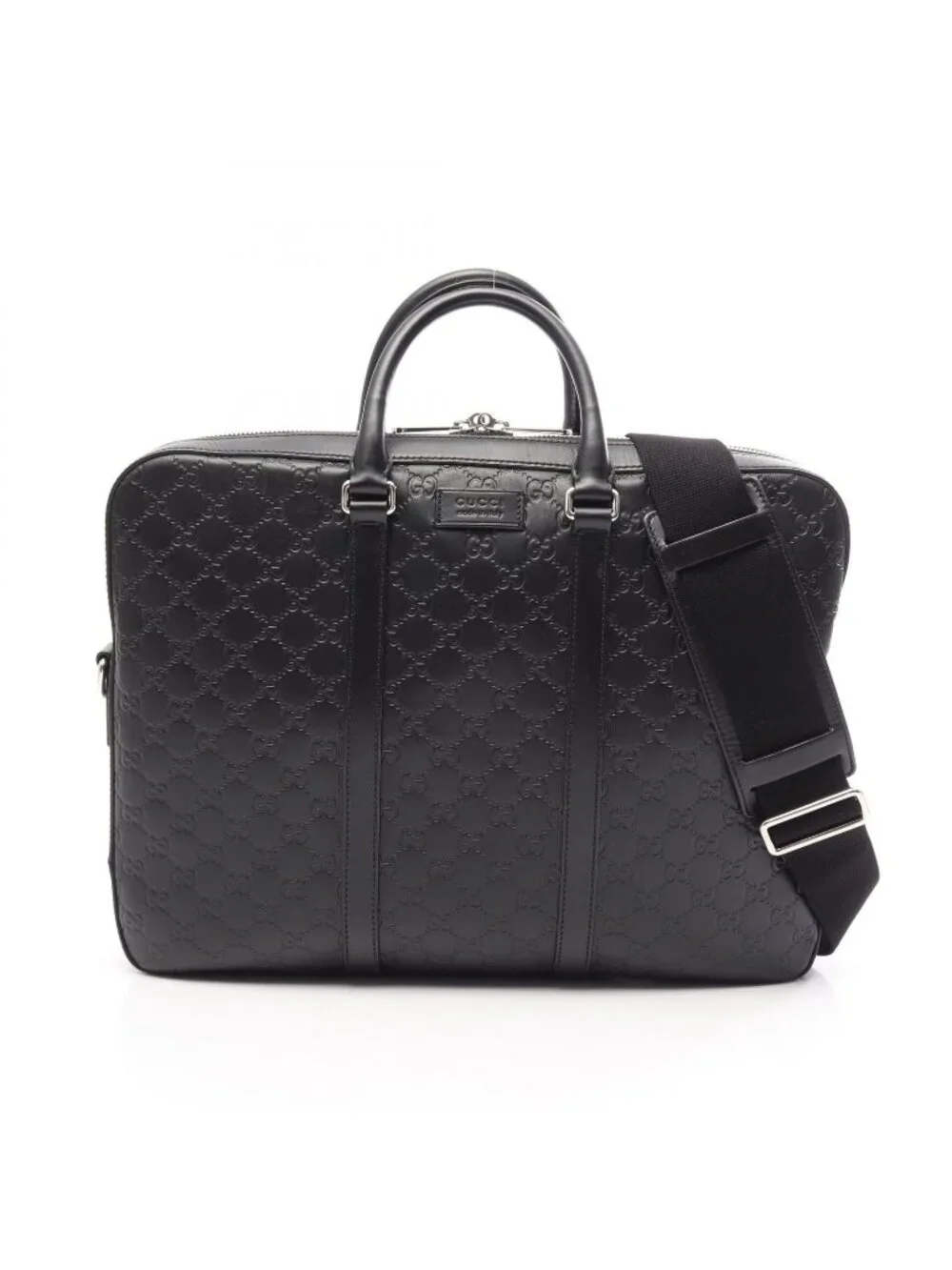 Gucci Briefcase Guccissima 2-Way Black Leather